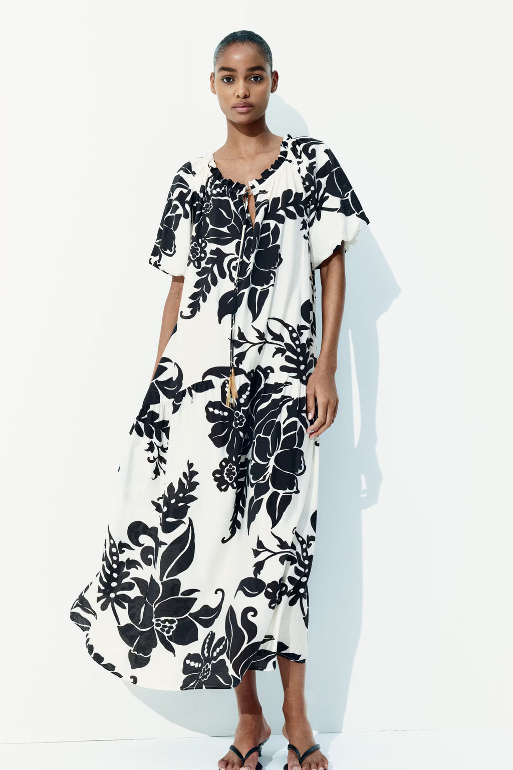 Drawstring-detail dress