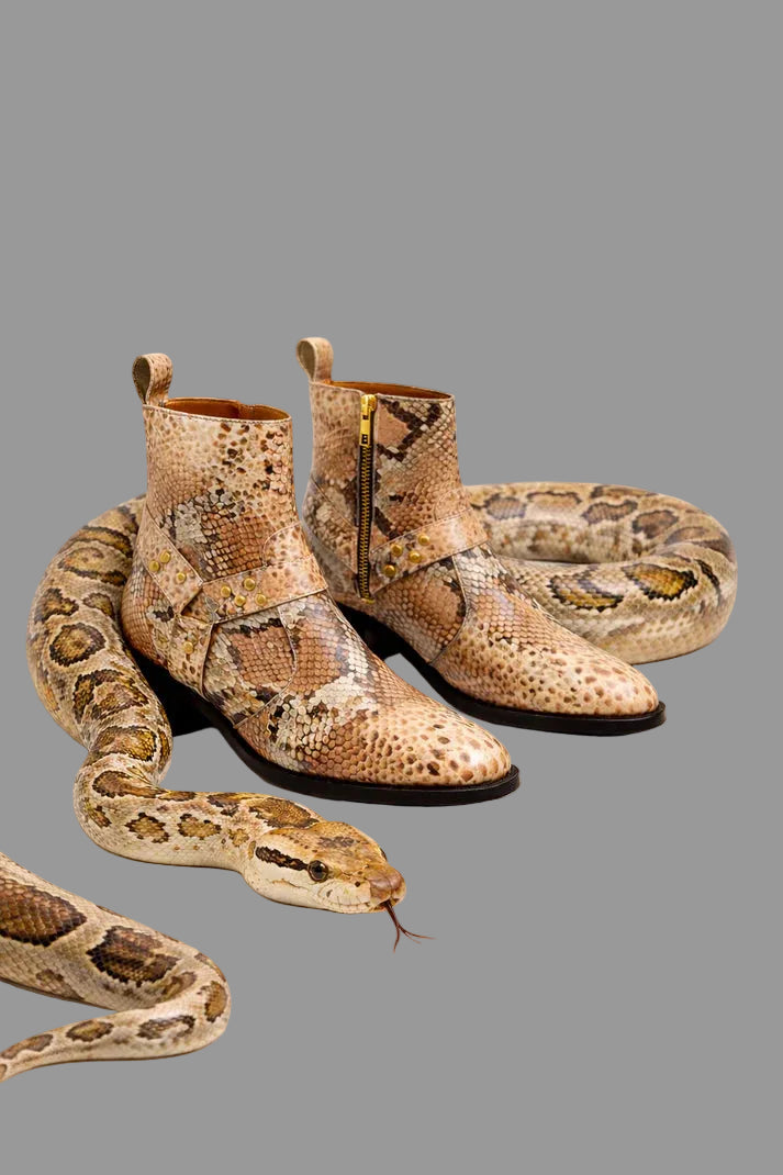 Luxury Nude Snake Boots