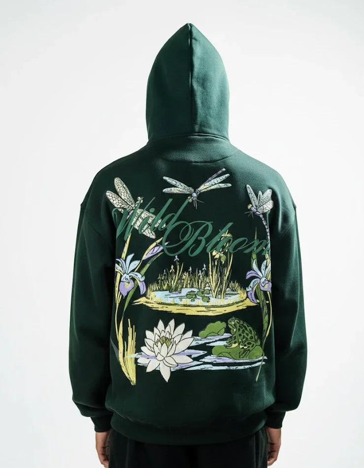 Wild Bloom Green Hoodie