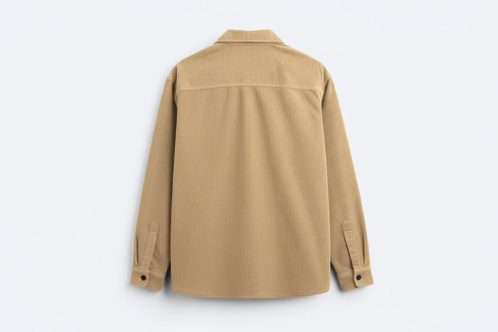 Beige Oversized Corduroy Shirt