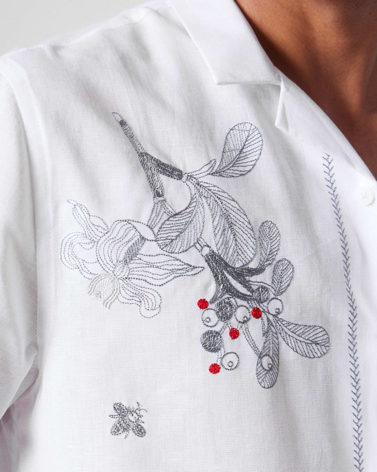 Delta Shirt - White Embroidered