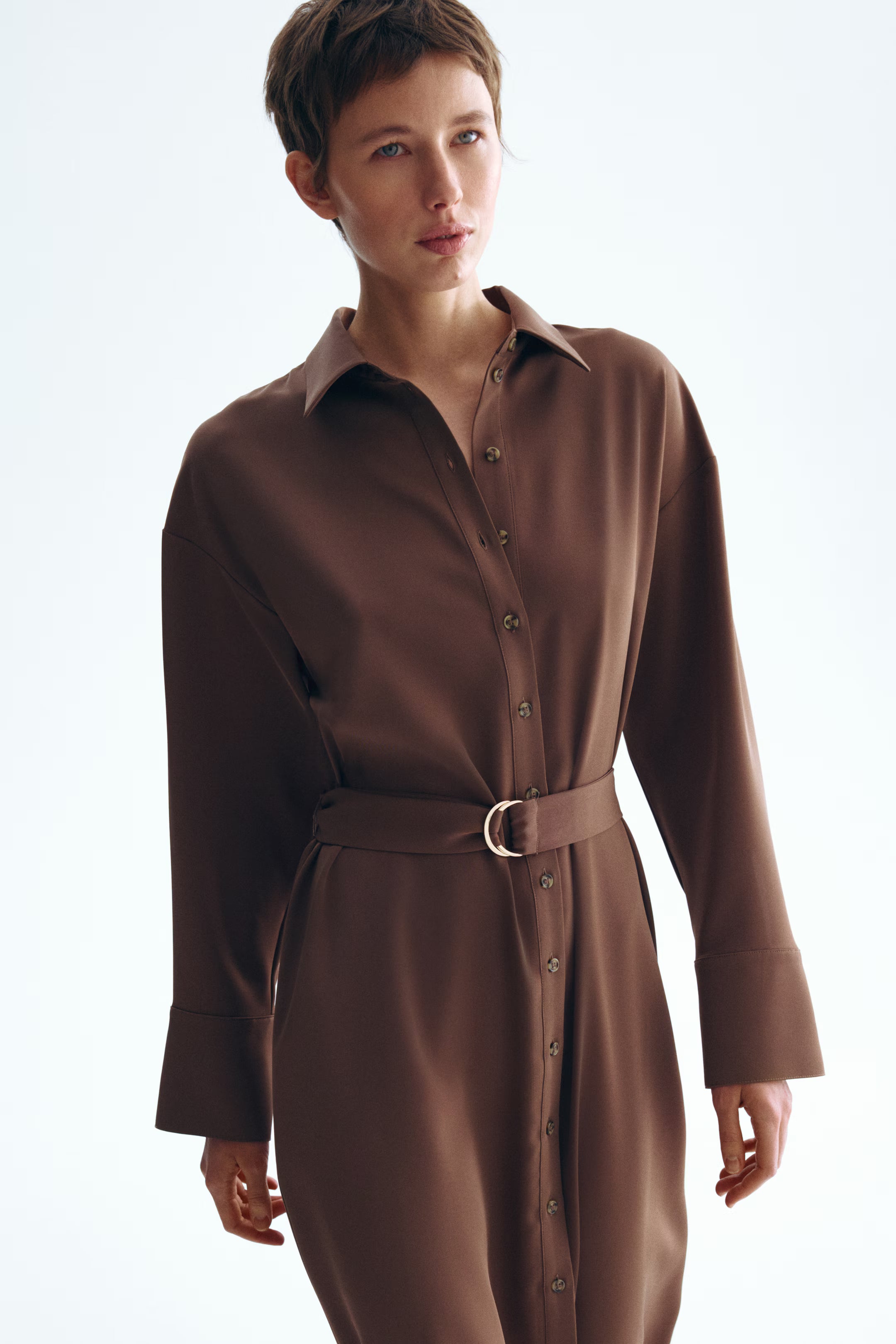 Belted shirt dress